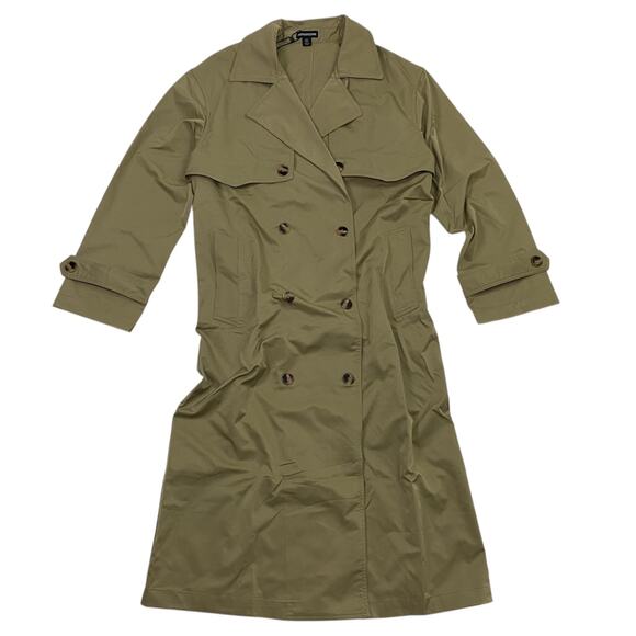 PrettyLittleThing Women’s Us 4 Light Khaki Button Through Oversized Trench Coat - Picture 3 of 8